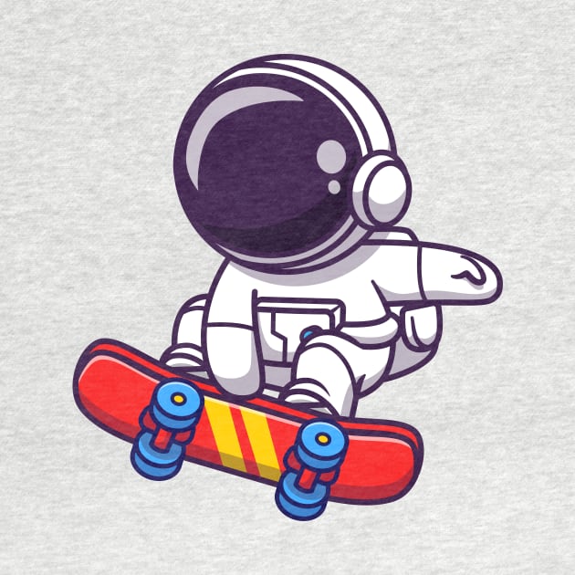 Cute Astronaut Playing Skateboard Cartoon by Catalyst Labs